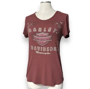 HARLEY-DAVIDSON Tinted Flora Marsala Short Sleeve T-Shirt